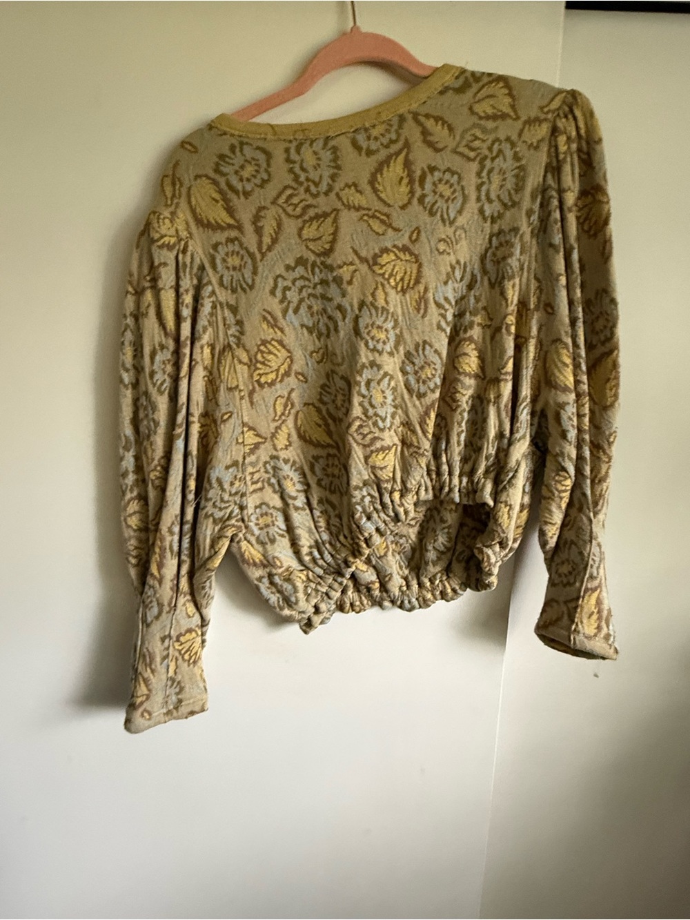 Free People Floral Jacquard Long Sleeve Pullover - Yellow, Gray